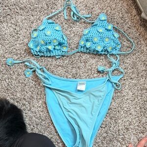 Blue Floral Kids Swim Set